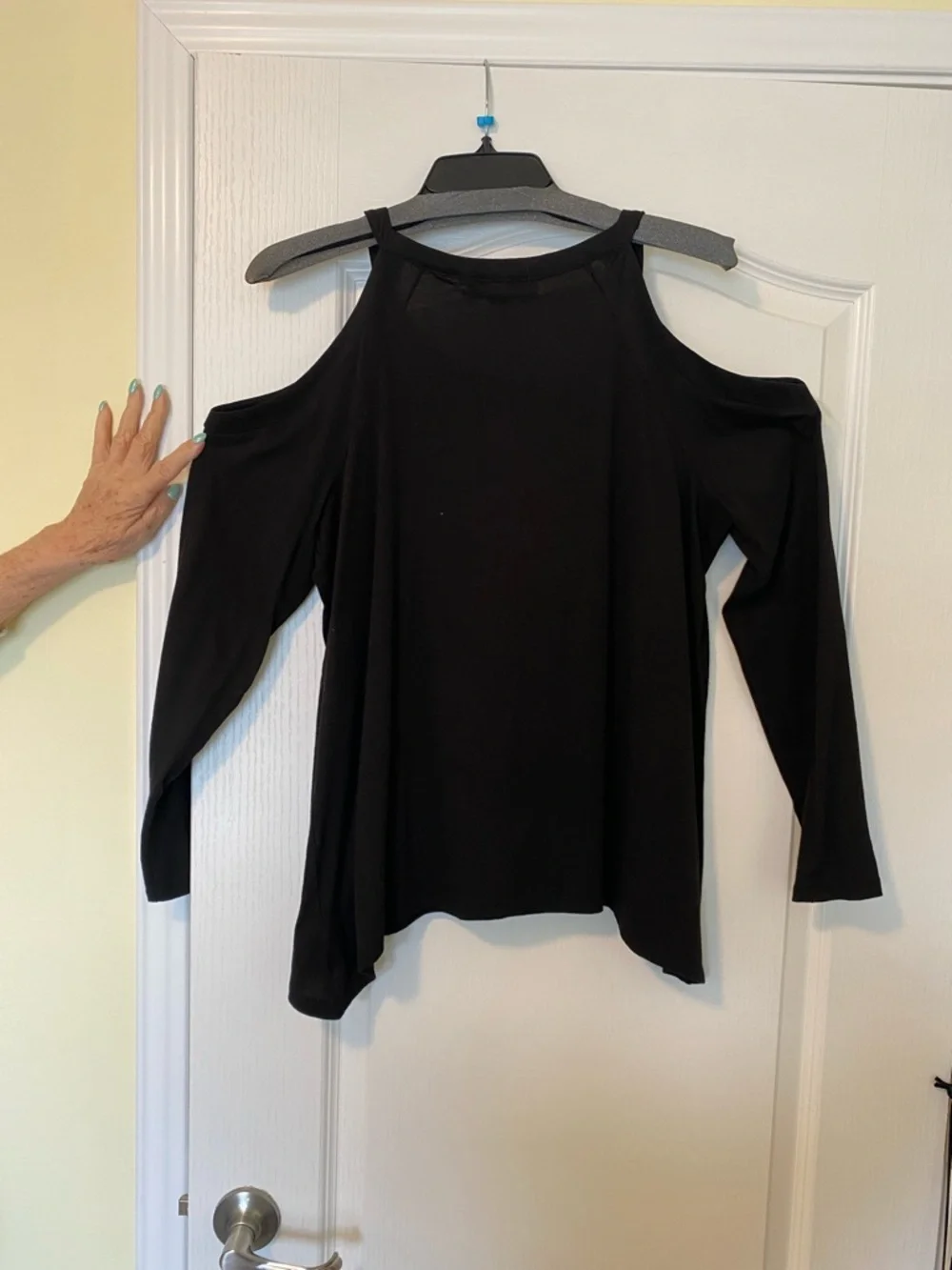 Michael Kors Black Cold-Shoulder Top with Gold Chain
